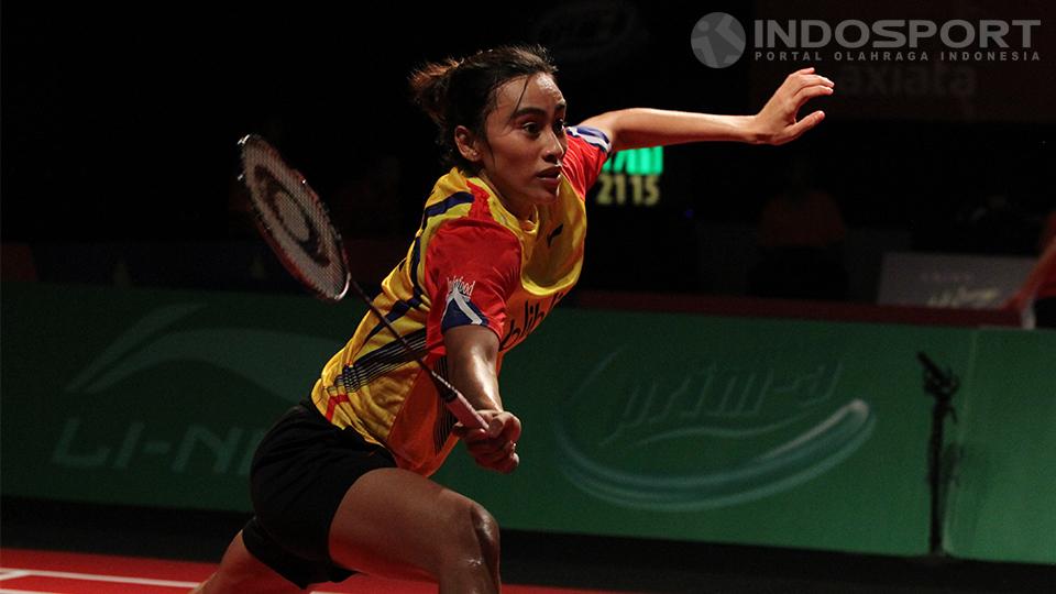 Bellaetrix Manuputty gagal melangkah jauh di ajang Axiata Cup Desember 2014, Kelapa Gadung Jakarta.